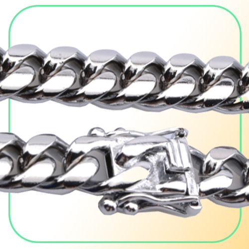 HIP HOP 8mm10mm12mm14mm16mm18mm Stainless Steel Curb Cuban Chain Necklace Boys Mens Silver Chain Dragon Clasp Link hiphop jew