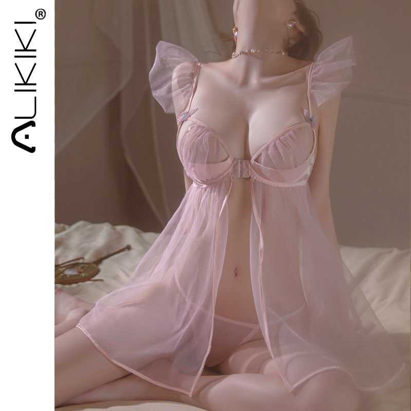Women Fairycore Vintage Nightgowns Lace Sling Sleep Dress Sexy Gauze Nightwear Erotic Wedding Night Lingerie Pajamas Slip Dress L230626