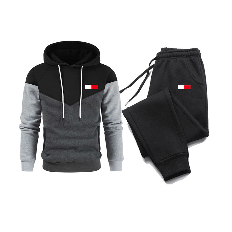 Mens Tracksuits Jacket Clothing Set Printed Hoodie Wool Sweatshirt Casual Sports Pants Youth Wear Warm 230731