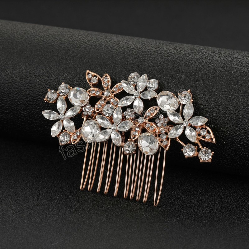 Exquisite Crystal Hair Comb Wedding Shiny Rhinestone Hair Ornaments Headpiece Hair Clips Hair Accessories For Bride Women Jewel