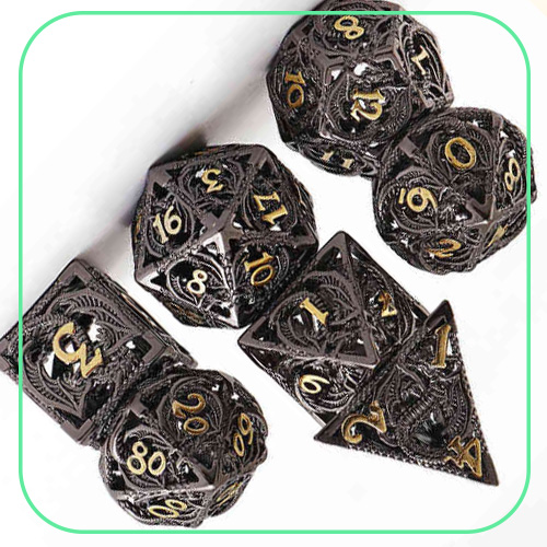 7pcs Pure Copper Hollow Metal Dice Set DD Metal Polyhedral Dice Set for DND Dungeons and Dragons Role Playing Games 220115