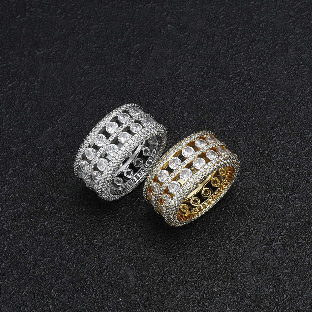 Diamond Hip Hop Ring Fashion Men's Ring s925 Sterling Silver Set Moissanite Ring