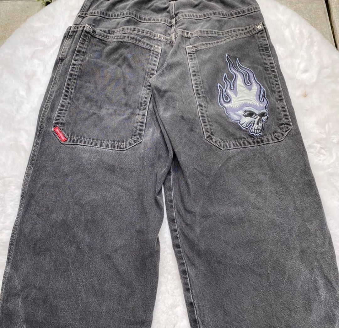 Men's Jeans Y2k Jeans Streetwear Hip Hop Skull Graphic Retro Baggy Jeans Black Pants Harajuku Fashion Gothic High Waist Wide Leg Trouser 230729