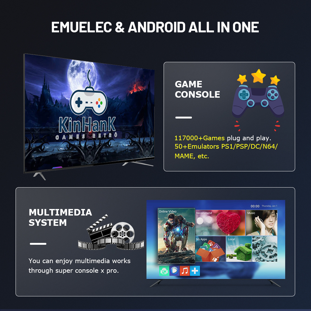 Portable Game Players KINHANK Super Console X Pro Retro Support 70 Emulators 117000 Video Games for PSP PS1 DC MAME Naomi with Gamepads 230731 - view 4