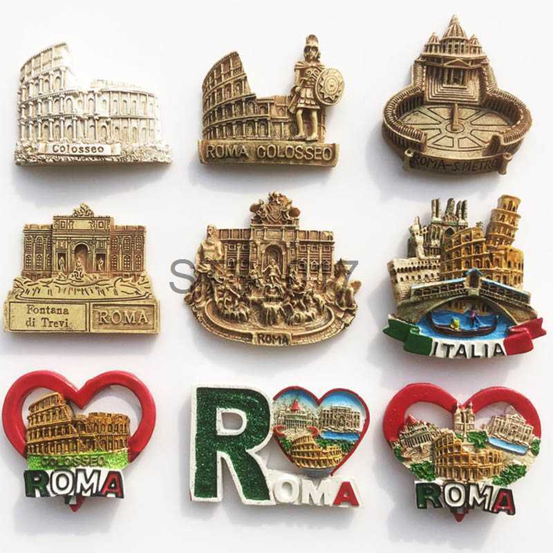 Fridge Magnets Roma Italy Landmark Fridge Magnet Tourist Souvenirs Colosseum ing Pool Magnetic Refrigerator Sticker Resin Crafts Collection x0731