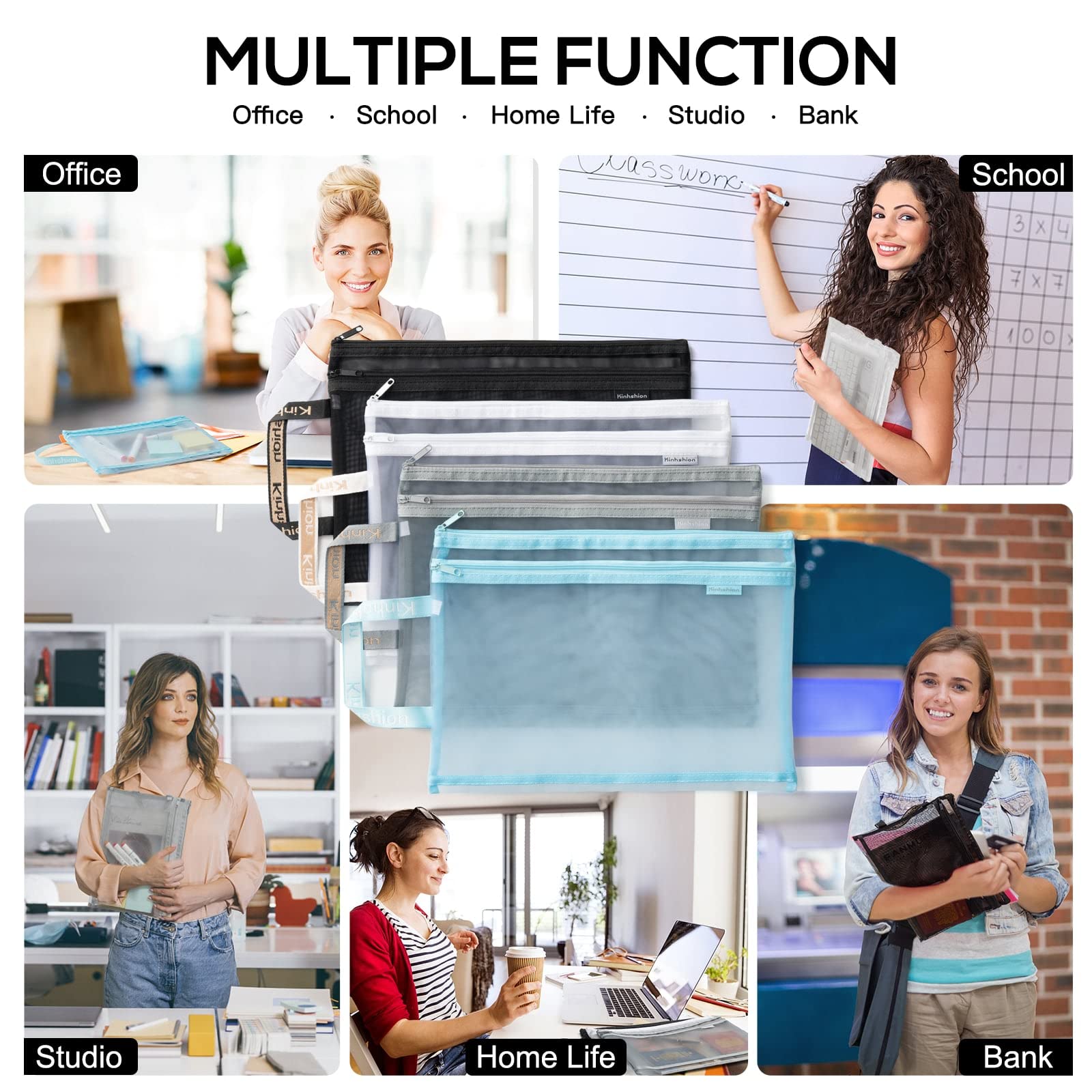 Update Wholesale Zipper Nylon File Folders A4 Organizer Clearly Visible Mesh Zip Bag Double Layered Plastic Document Pouch Suitable For School Office 