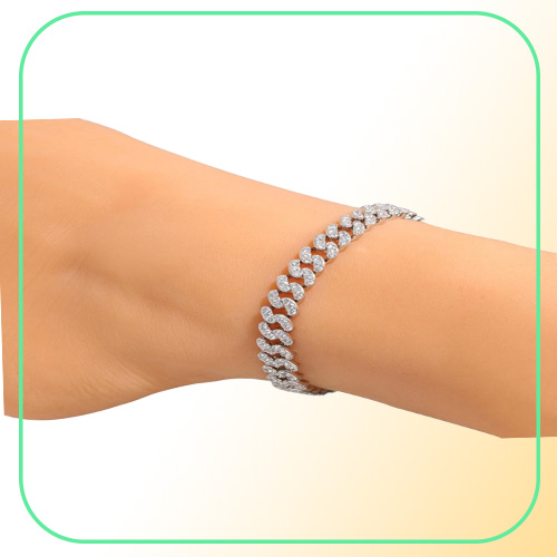 Fashion Womens Anklets Bracelet Iced Out Cuban Link Chain Anklet Bracelets Gold Silver Pink Diamond Hip Hop Jewelry