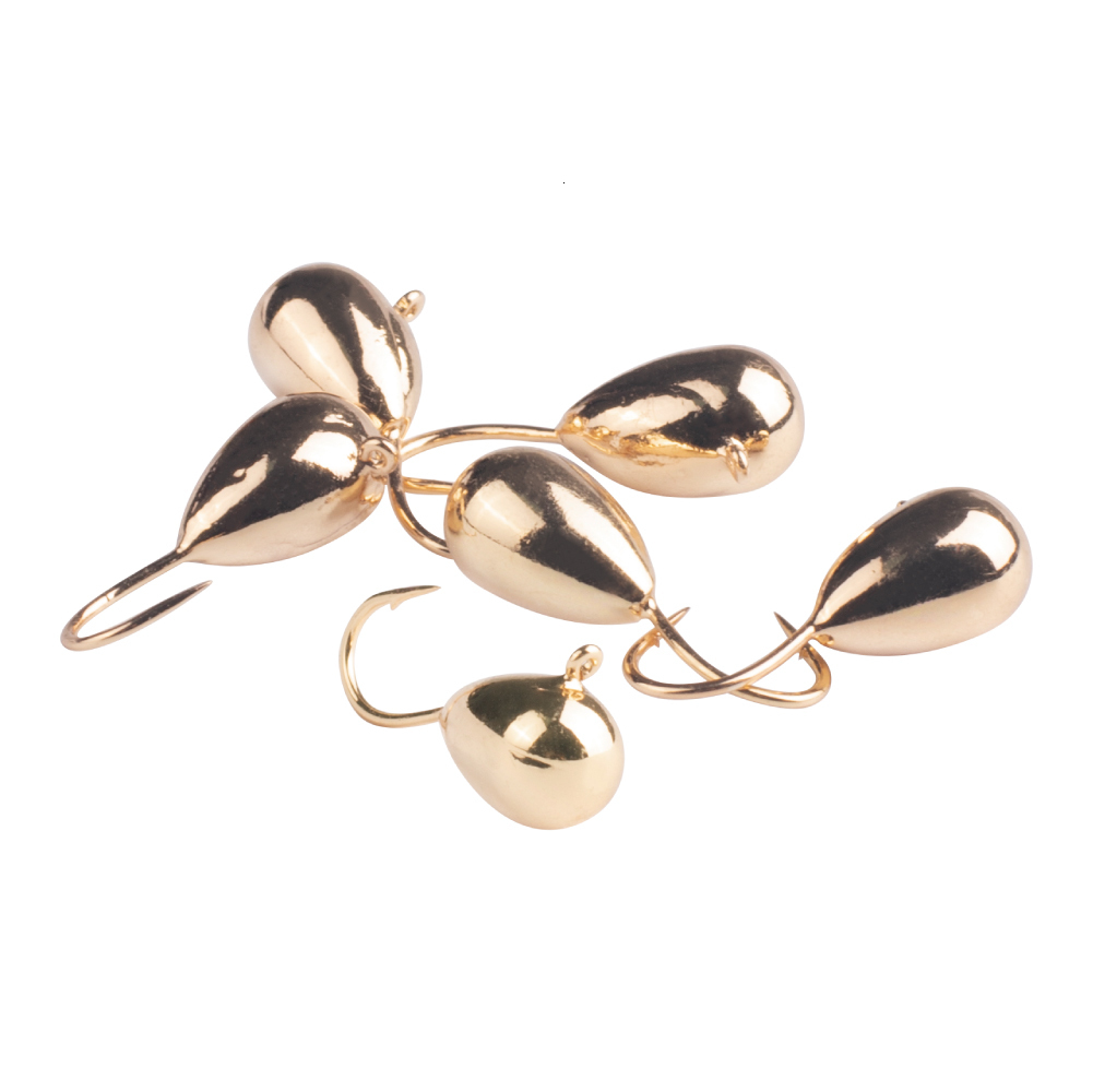 Fishing Hooks Elite TG 10pcs Gold Copper Tungsten Ice Tear Drop Jig 27mm50mm Hook Winter Bait 230729