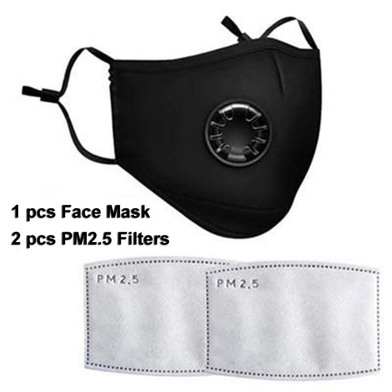 Unisex Mask PM2.5 Anti-dust and Flu, Gas, Smoke Face Masks Washable 2pcs Activated Carbon Filter Pads Reusable Protection Respirator
