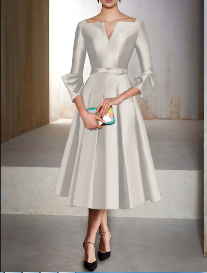 Elegant Short Green Satin Mother of the Bride Dress A-Line V-Neck Pleats Godmother Dresses Formal Party Gown Pleats La madre del vestido de novia Wome