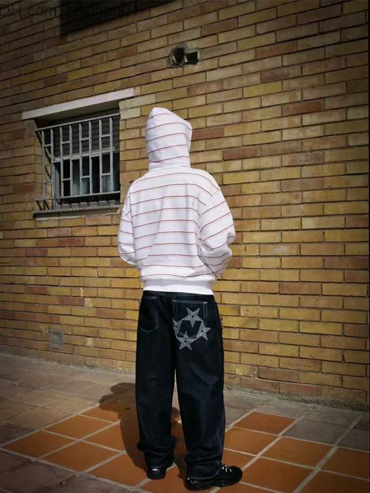 Men's Pants Y2k 99 Base Jeans Men's Hip Hop Print Extra Large Dark Blue Jeans 2023 New Casual Loose Straight Wide Leg Trouser Z230731