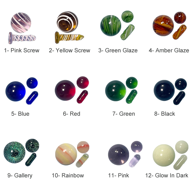 QuartzPro 12 Colors Terp Slurper Marble Accessories Set for Quartz Banger / 6mm Spinning Pearls Glass Beads for Auto Spinner Banger
