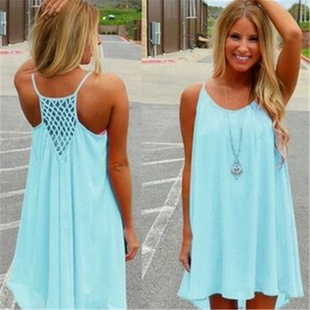 Designer dress women women's Clothing designer dress womens Sexy halter mesh patchwork backless chiffon dresses pure color tiered skirt women