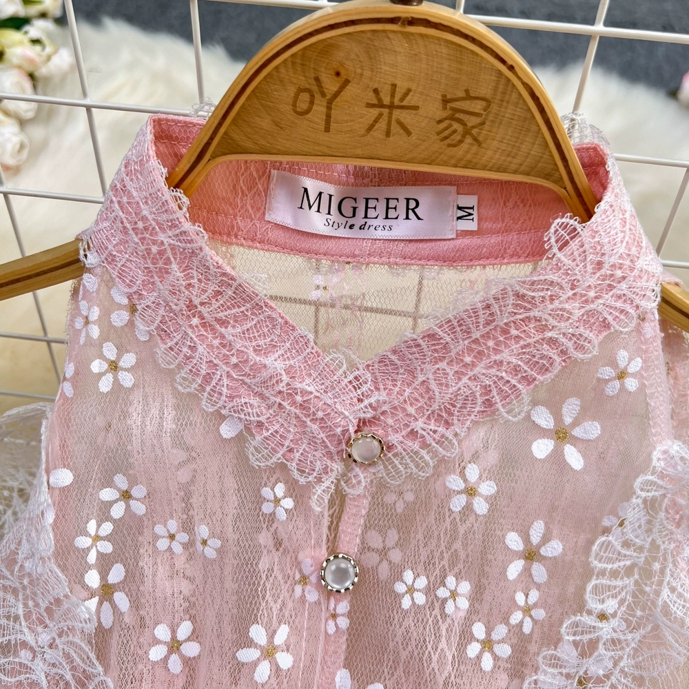 Luxury and luxurious style stand up collar hanging neck off shoulder waist slim sleeveless dress mesh embroidery A-line large swing dress