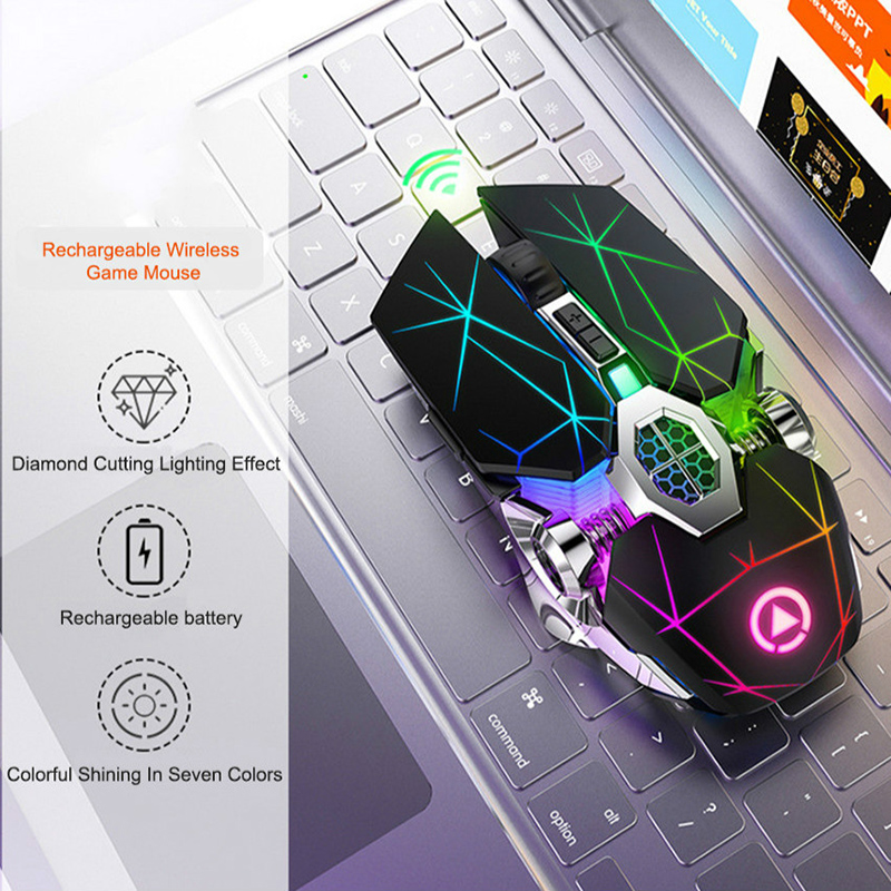 wireless mute mouse 2.4gh adjustable optical mice multifunctional gaming mouse 3200 dpi optical resolution colorful glare breathing light for computer