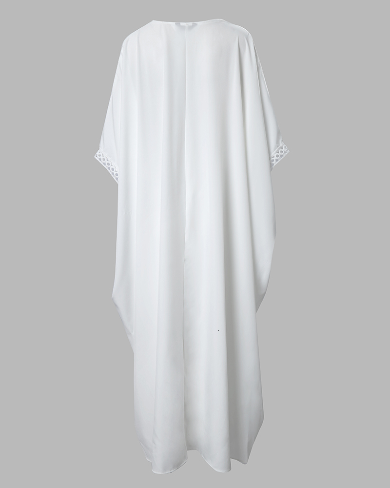 Womens Two Piece Pants Contrast Lace High Slit Longline Top Pants Set Women Solid Color Spring Summer Clothing Suit Blouse Tops High Waist Pants 23072