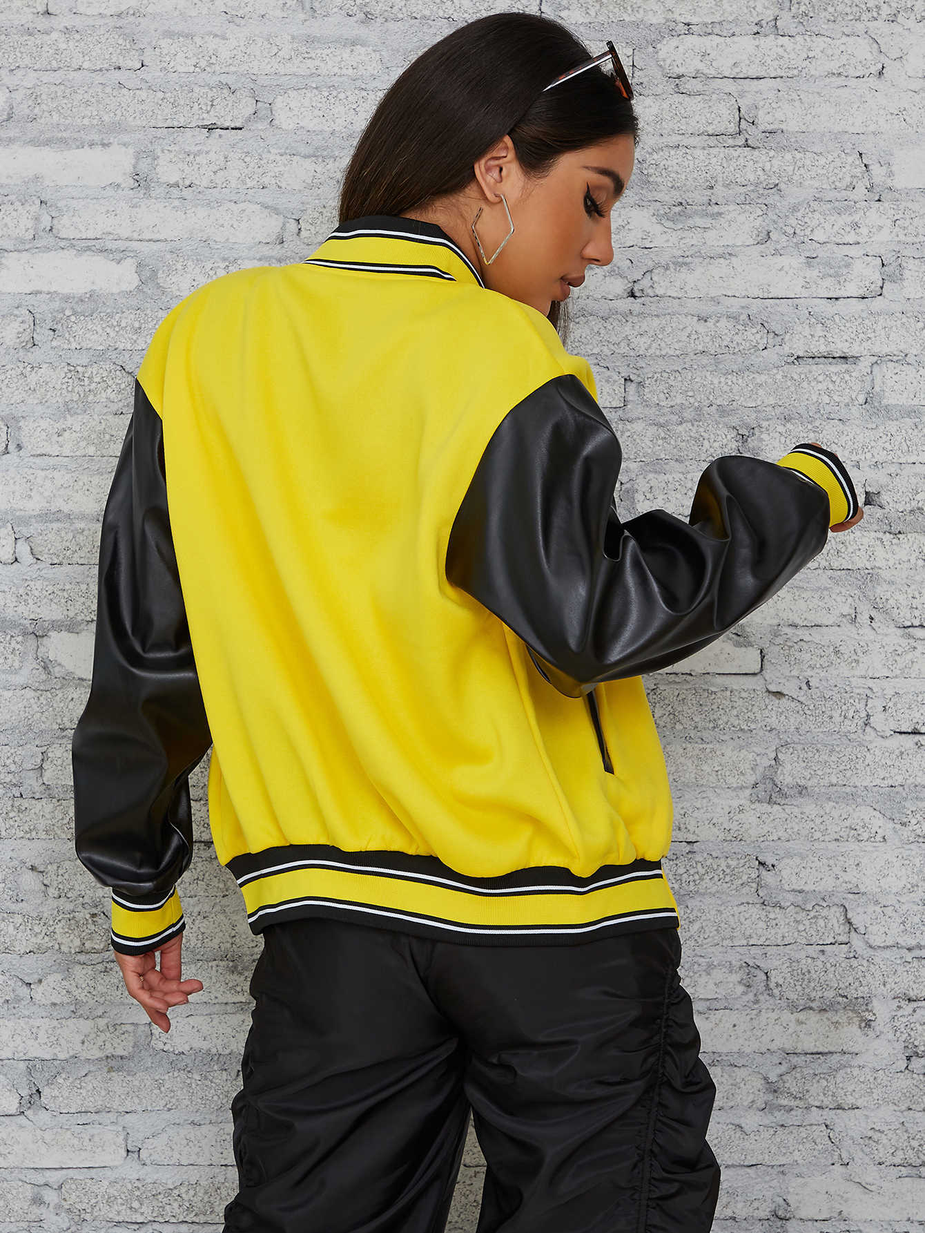 Fashionable New Jacket Baseball Uniform Women's Autumn And Winter Splicing Letter Printing Long Sleeve Street Casual Classic Coat