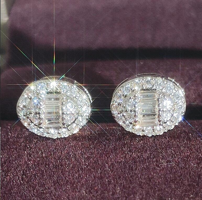 Sterg Princess Cut White Topaz CZ Stud Earrings for Women - Sier Bridal Wedding Party Jewelry