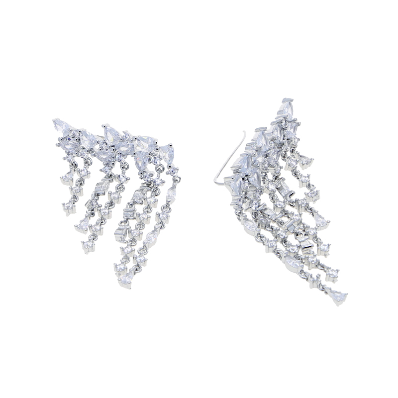 Waterdrop Dangle Long Earrings for Women, Full Iced Out CZ Zircon Wedding Jewelry 4