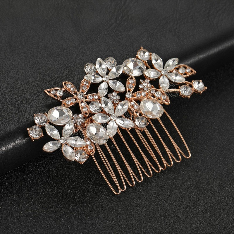 Exquisite Crystal Hair Comb Wedding Shiny Rhinestone Hair Ornaments Headpiece Hair Clips Hair Accessories For Bride Women Jewel