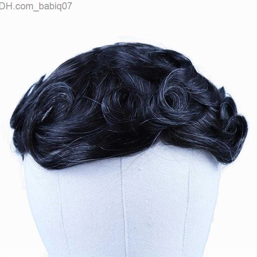 Synthetic Wigs Durable Wigs for Man Brown Mixed Grey Human Remy Hair Skin PU Thin PU Natural Men Toupee Hairpieces Replacement System228u7619193 Z2307