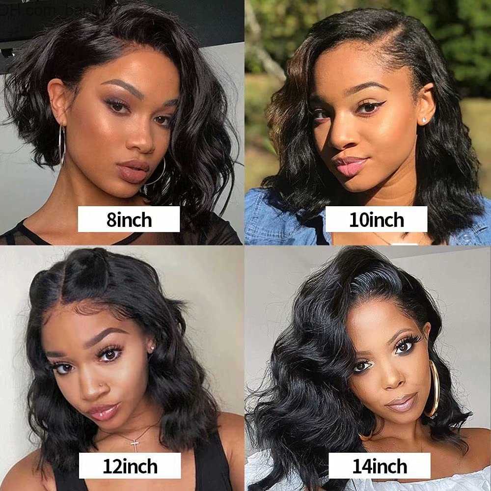 Human Hair Wigs Body Wave 13x6 Lace Front Wig Human Hair Short Bob Wig 180 Density Suitable for Black Women Brazilian Remy Hair Z230731