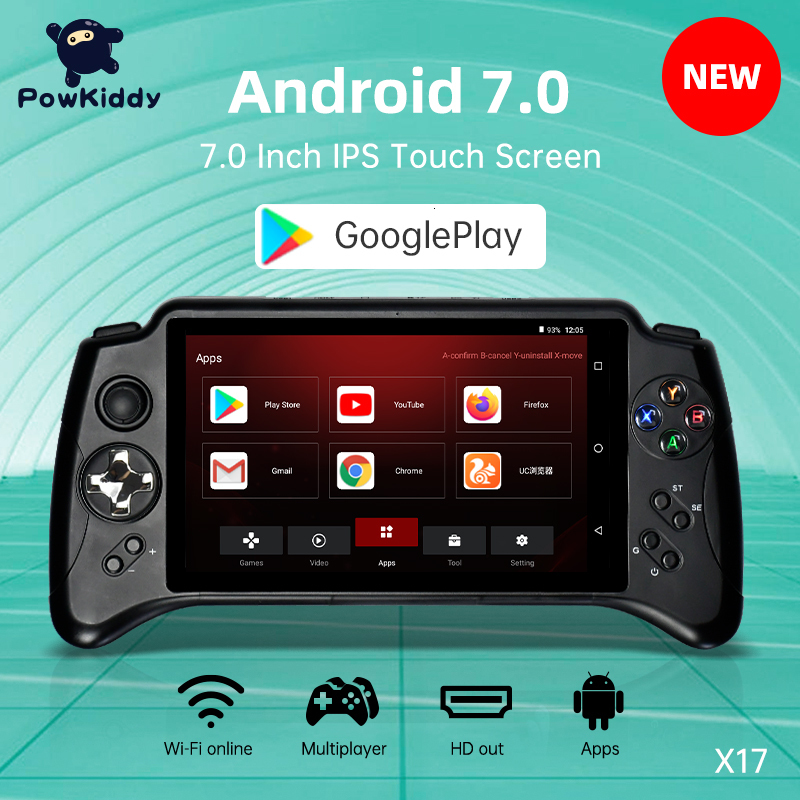 Portable Game Players POWKIDDY X17 Android 7 0 Handheld Console 7 inch IPS Touch Screen MTK 8163 Quad Core 2G RAM 32G ROM Retro 230731