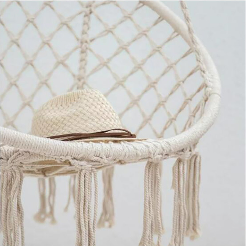 Hanging Outdoor Swing Chair Macrame Cotton Hammock Chair - Off-White