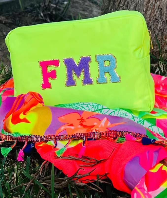 Cosmetic Bags Cases Customize DIY Letters Patch Heart Pearl Nylon Durable Waterproof Pouch Makeup Case Nylon Travel Cosmetic Bag 230729