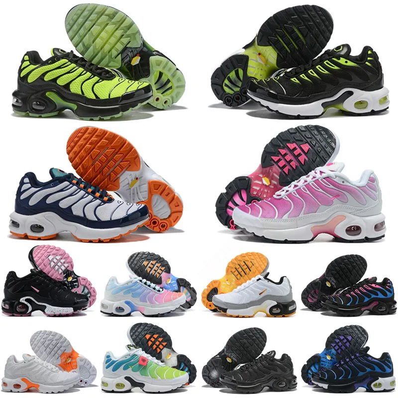 2025 TN Kids Running Shoes enfant Breathable Soft Sports Chaussures Boys Girls Tns Plus Sneakers Youth requin Trainers 2222222