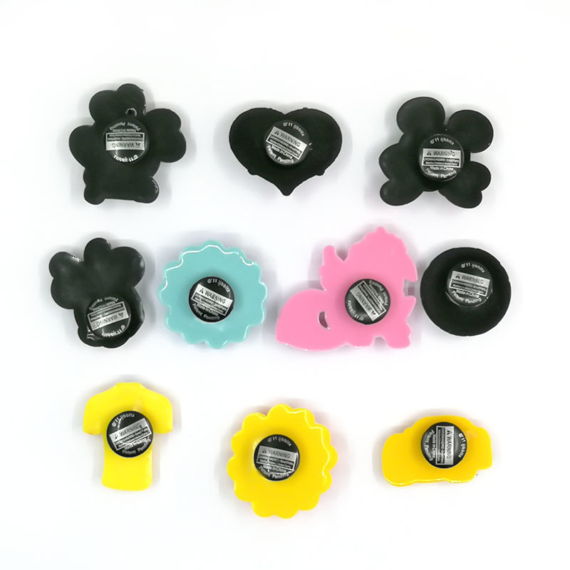 Shoe Parts Accessories 1000pcs printed plastic button high quality black buckles DIY parts accessories fit for clog sandals shoe Charms bracelets 13mm