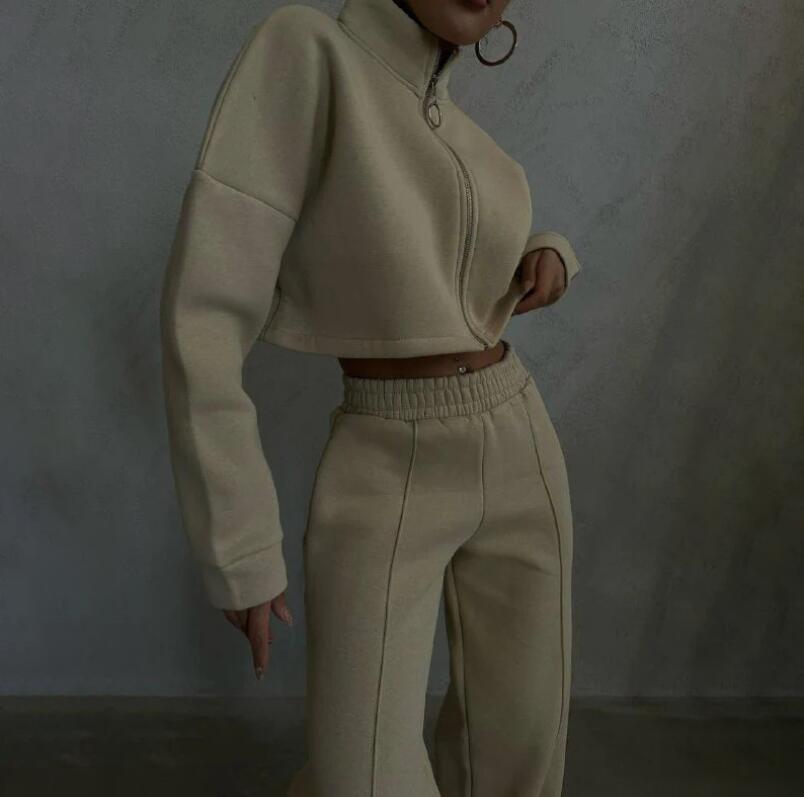 Women's Tracksuits 2023 Autumn New Product Women's Set Solid Color Round Neck Pullover Long Sleeve Sweater Fashion Casual Pants Women's