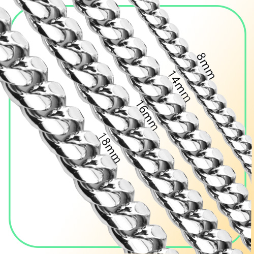 HIP HOP 8mm10mm12mm14mm16mm18mm Stainless Steel Curb Cuban Chain Necklace Boys Mens Silver Chain Dragon Clasp Link hiphop jew
