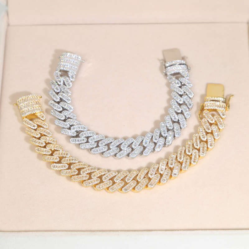 Iced Out Cuban k Bracelet - 16mm Square Zircon Hip Hop Jewelry for Men Women