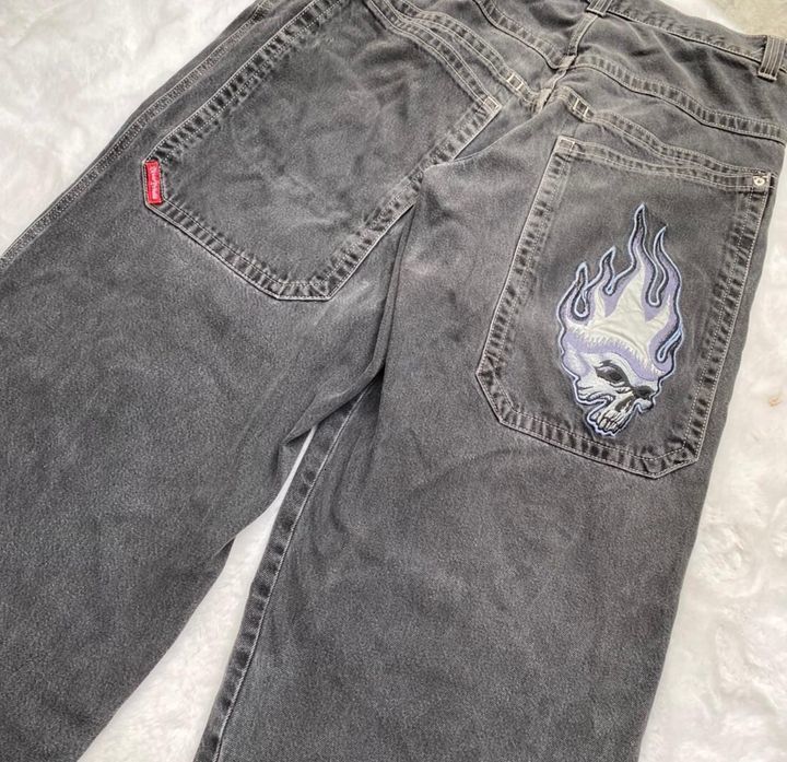 Men's Jeans Y2k Jeans Streetwear Hip Hop Skull Graphic Retro Baggy Jeans Black Pants Harajuku Fashion Gothic High Waist Wide Leg Trouser 230729