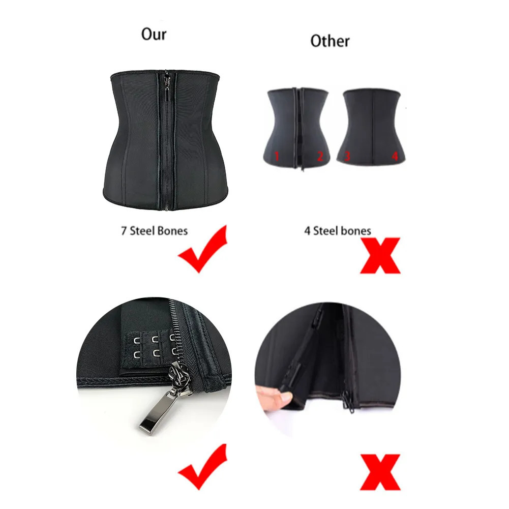 Waist Tummy Shaper Women Latex Waist Trainer Body Shaper Corsets with Zipper Cincher Corset Top Slimming Belt Black Shapers Shapewear Plus Size 231101