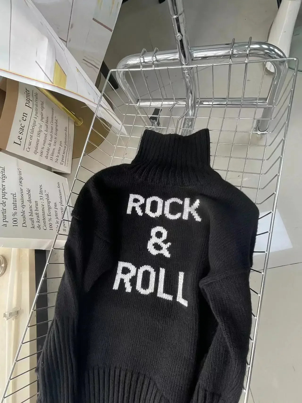Women's Sweaters 100 Cashmere Autumn Winter Women Turtleneck Sweater 2023 Black White Letter Alma Rock Female Tops Jumper 231031