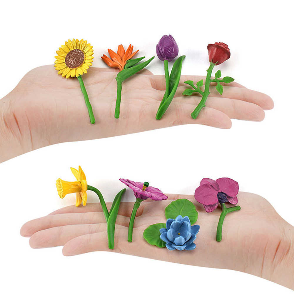Simulation Eight styles flowers set childrens early education science and education toy model