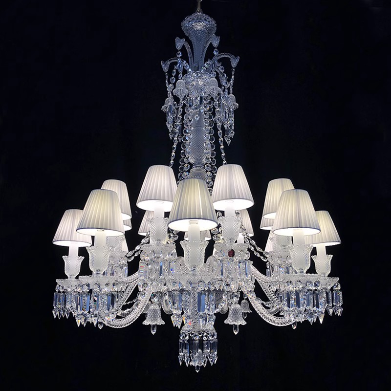 European Crystal Chandelier Living Room Dining Room Bedroom Villa Staircase Lamps White Candle Study Light Transparent Luminaire