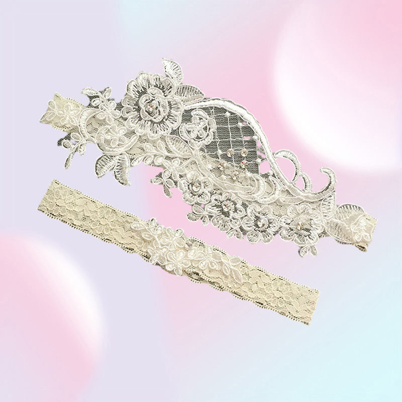 White Women039s Sexy Lingerie Garters Lace Belt Legs Ring Harness Women Wedding Garter bridal Flower Appliques Set