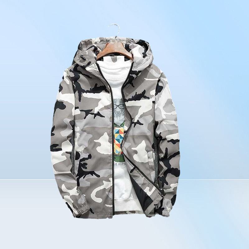 Men039s Jackets Mens Spring Men Casual Windbreaker Camouflage Hooded Coats Fashion Slim Hip Hop Bomber Clothing 5XL