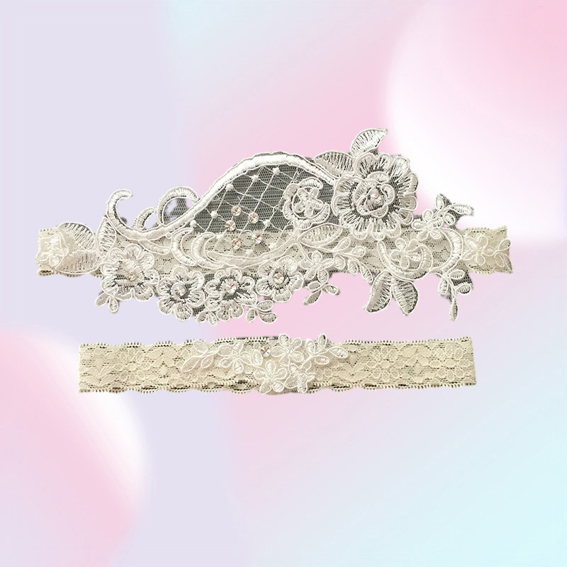 White Women039s Sexy Lingerie Garters Lace Belt Legs Ring Harness Women Wedding Garter bridal Flower Appliques Set