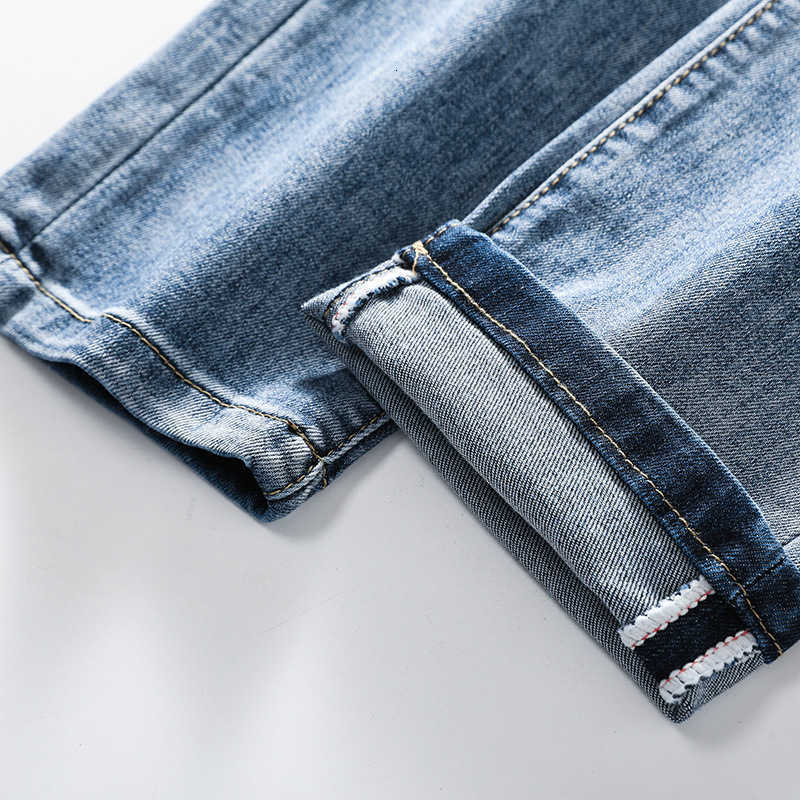 Jeans 2022 Men's Fashion Brand Printed Slim Fit Small Feet Casual Stretch Pants