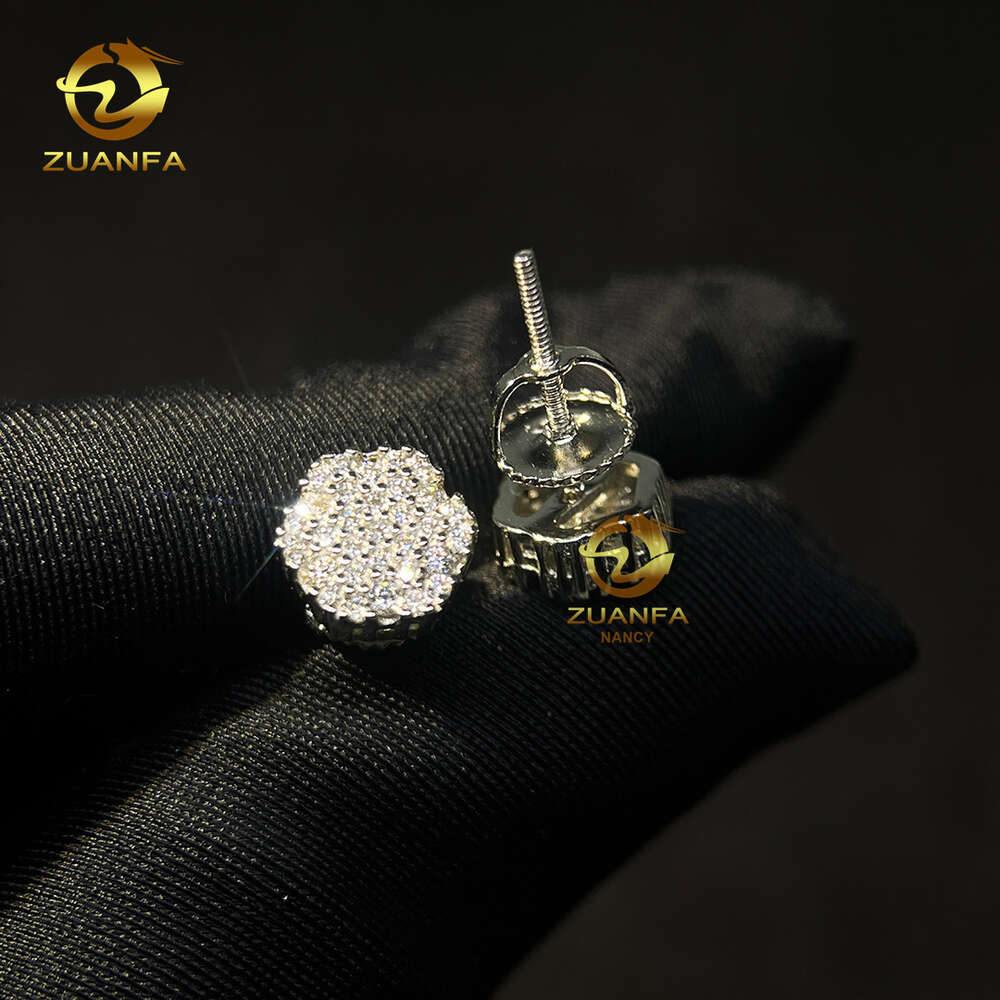 Best Selling Instock Hip Hop 925 Silver Iced Out Ear Studs Vvs Moissanite Diamond Men Stud