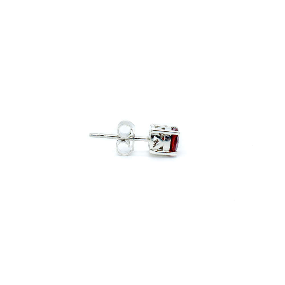 2023 Best Selling Single Stone Studs 925 Silver Natural Garnet Gemstone Round Shape Women's Fine Factory