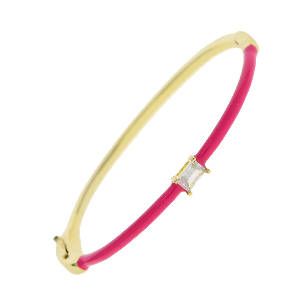 Charm Bracelets Square Zirconia Bangle Candy Bracelet for Women Girls Rose Neon Green Enamel Gold Color Jewelry Wholesale 231101