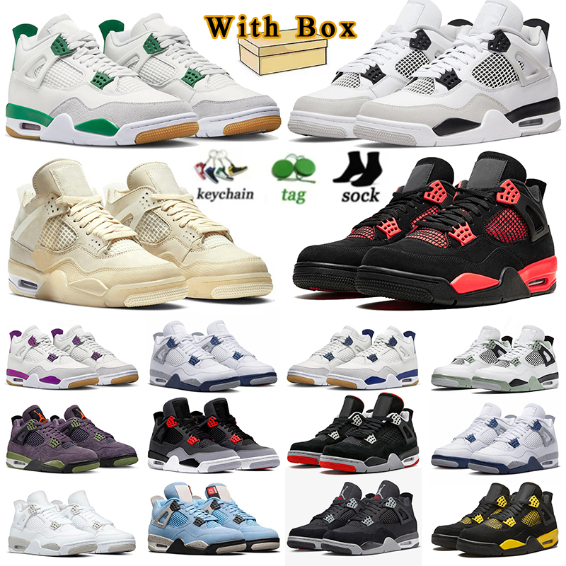 

shoes for men women 4s Military Black Cat 4 Pine Green Sail Red Thunder White Oreo Cactus Jack Blue University Cool Grey canvas mens basketbnall jumpman with box, J45 40-47 alternate motorsport