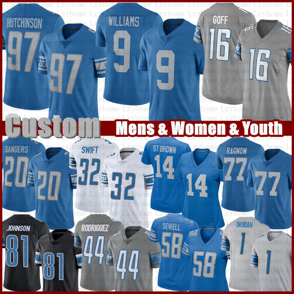 Amon-Ra St. Brown 97 Aidan Hutchinson Custom Football Jersey Malcolm Rodriguez DAndre Swift Jared Goff Jameson Williams Penei Sewell Barry Sanders CJ Gardner-Johnson, Black
Amon-Ra St. Brown 97 Aidan Hutchinson Custom Football Jersey Malcolm Rodriguez DAndre Swift Jared Goff Jameson Williams Penei Sewell Barry Sanders CJ Gardner-Johnson, Black