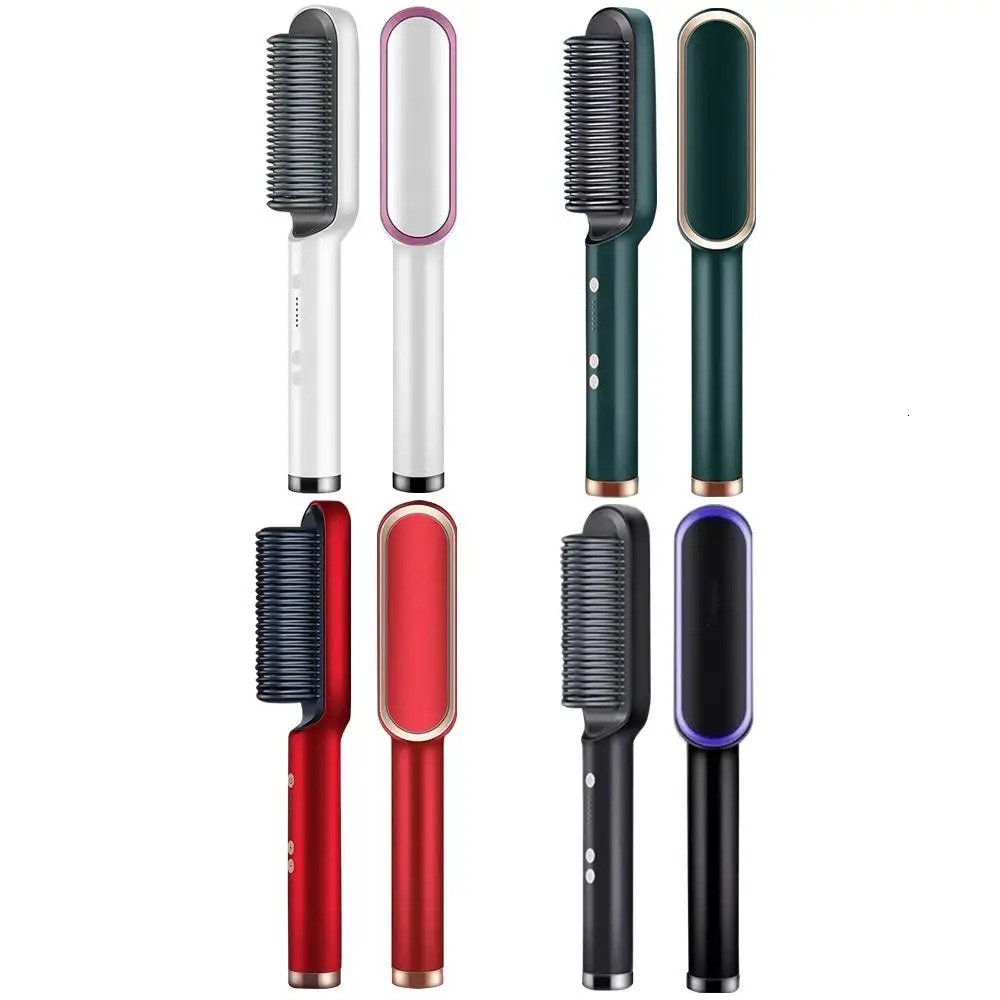 Hair Straighteners Hair Brush Air Comb Straightening Dryer Brush Flat Iron Hair Straightener Brush Ceramic Electric Heat Comb Styler Tools 231101