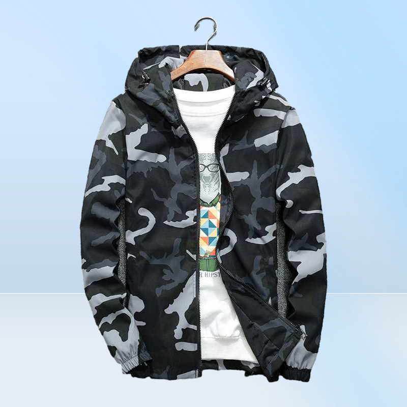 Men039s Jackets Mens Spring Men Casual Windbreaker Camouflage Hooded Coats Fashion Slim Hip Hop Bomber Clothing 5XL